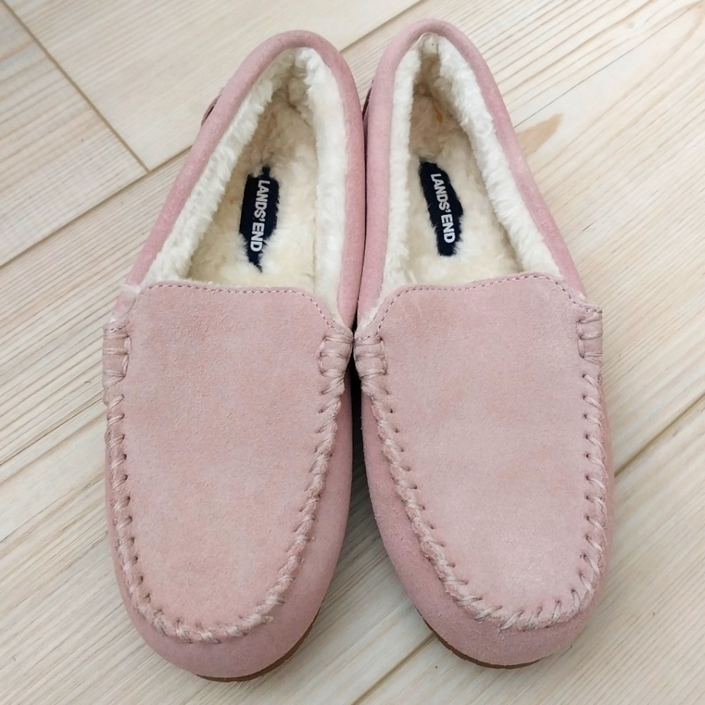 NWOB Lands' End Suede Moccasin Slippers